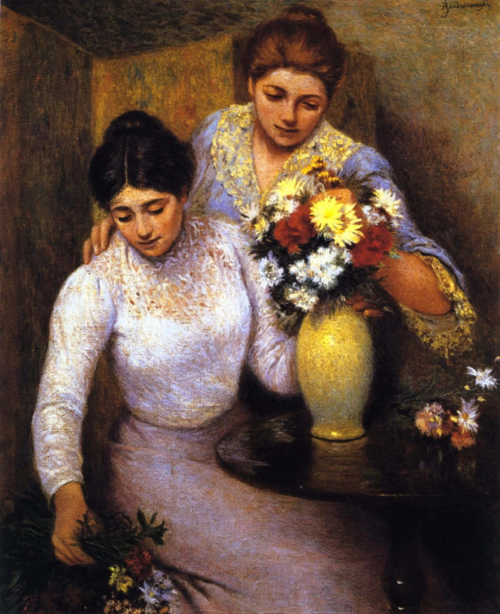 Ragazze che sistemano i fiori - Collezione Sacerdoti, Ferrario, Milano